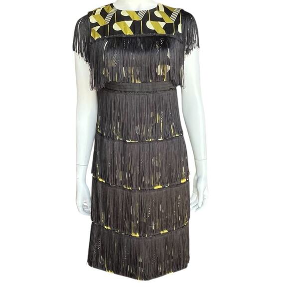 Maggy London Womens Vintage Fringe Silk Cocktail Mini Dress - Picture 11 of 11